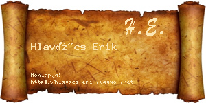 Hlavács Erik névjegykártya